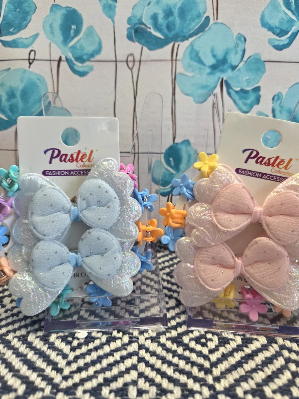 Kids Sparkle Bow/Hair Clips - Blue & Pink (2-Pack)